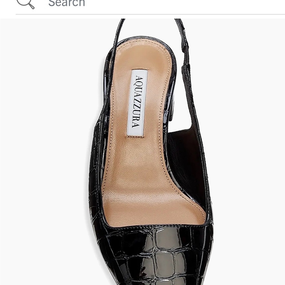 Aquazzura Black Croc-Embossed Slingback Mule